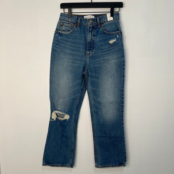 Abercrombie & Fitch Ultra High Rise Kick Flare Leg Denim Jeans Blue Size 26 NWT - Picture 1 of 11